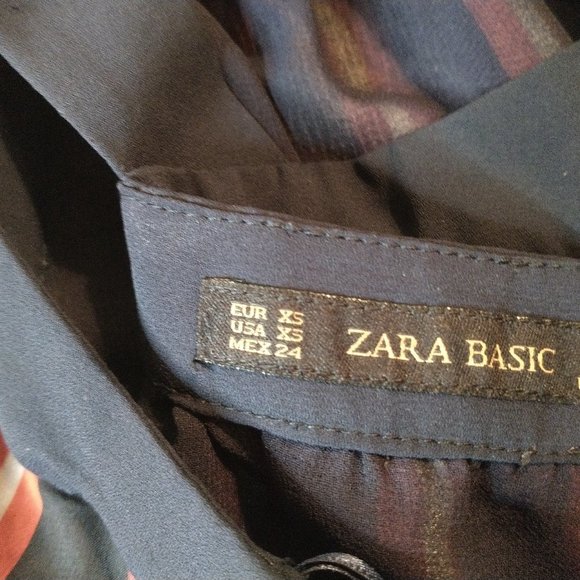 GREAT Zara Basic red whit blue stripe sleeveless top sz XS crisscross ba… - Picture 4 of 5